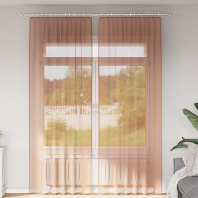 vidaXL Perdele Voile cu Bucle 2 buc Terracota 140x260 cm foto