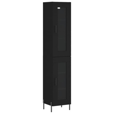 Dulap inalt, negru, 34,5x34x180 cm, lemn prelucrat foto