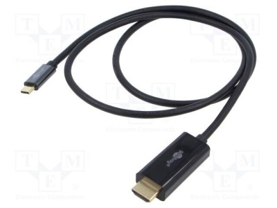 Cablu Goobay HDMI - USB C 1m negru PVC 4K HDR foto