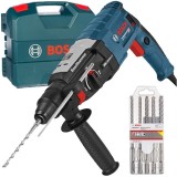 Bosch GBH 2-28 + Plus-5X - Rotopercutor SDS-Plus 880 W 3.2 J valiza plastic + Set burghie SDS-Plus 6-10 mm 5 bucati