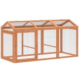 PawHut Adăpost exterior pentru găini cu bară de odihnă și uși duble, din lemn și metal, pentru 4 găini, 156 x 70,5 x 84 cm Portocaliu | Aosom Romania