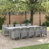 Set de masă pentru grădină 11 pcs Gri deschis Mare Rattan poli