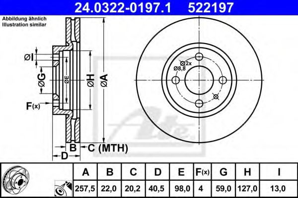 Disc frana FIAT BRAVO II (198) (2006 - 2016) ATE 24.0322-0197.1