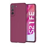 Husa silicon antisoc protectie camera cu microfibra in interior compatibila cu samsung galaxy s21 fe 5g , visiniu, Oem