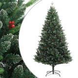VidaXL Pom de Crăciun artificial cu balamale &amp; fructe roșii 240 cm