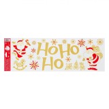 Autocolante Decorative, Model Moș Crăciun Ho Ho Ho, Glitter Auriu, 20x60cm, Oem