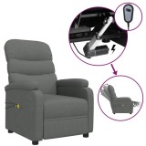 vidaXL Fotoliu de masaj rabatabil electric, gri &icirc;nchis, textil