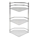 Etajera baie din metal ES076, montaj pe colt, finisaj cromat, trei rafturi, 20 x 20 x 50 cm