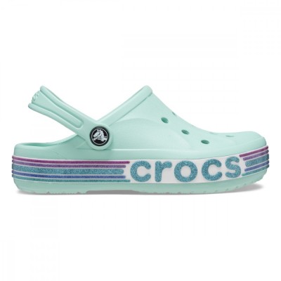 Saboti Crocs Bayaband Rainbow Glitter Clog Kids Albastru - Pure Water foto
