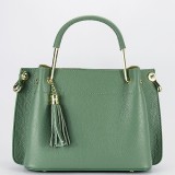 Cumpara ieftin Geanta dama piele naturala verde menta Sofiline medie 3 compartimente inchidere fermoar stil elegant casual 20x26x13 cm