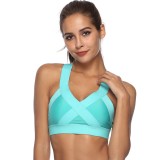 Bustiera Sport Dama Benzi Elastice Late M756-122 Aqua, Suport X Spate, Poliester/Spandex, S/M