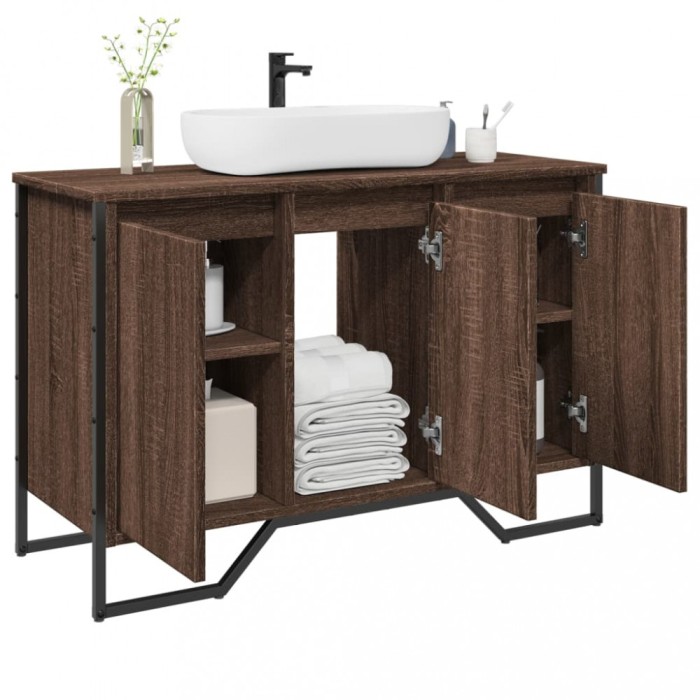 vidaXL Dulap chiuvetă de baie, stejar maro, 91x35x60 cm lemn prelucrat