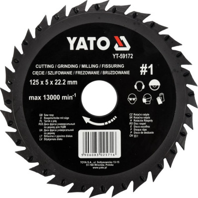 Disc circular raspel pentru lemn 125x5x22.2 mm tip 1 YATO foto