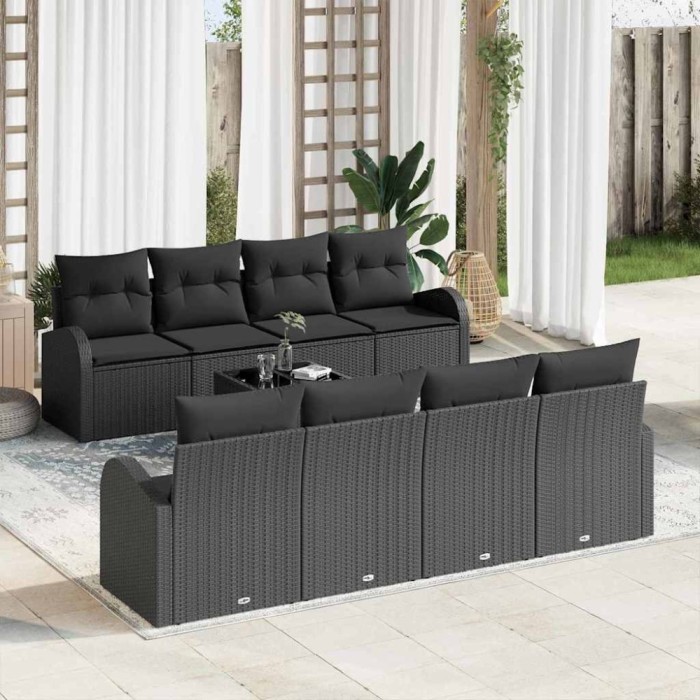 vidaXL Set de canapele pentru grădină 9 pcs Negru 55 x 55 x 37 cm 3354642