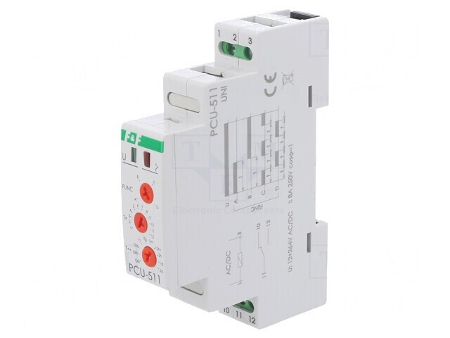 Timer SPDT 0,1s-24zile 12-264V AC/DC pentru șină DIN