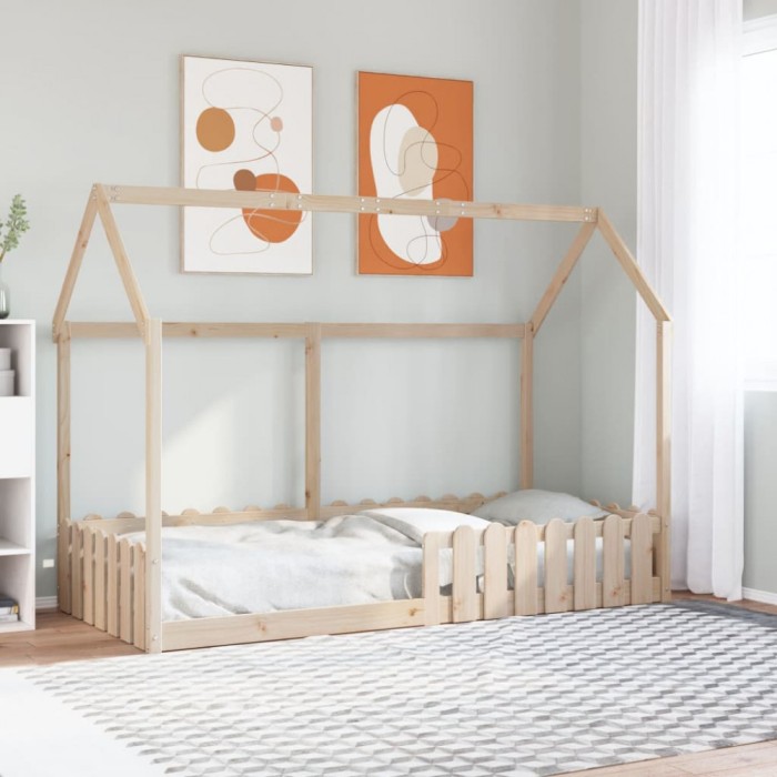 Cadru pat tip casă pentru copii, 90x200 cm, lemn masiv de pin