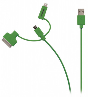 Cablu alimentare si sincronizare verde USB 2.0 - micro USB +adaptor lightning +Apple Dock 30pini 1m cupru Valueline foto