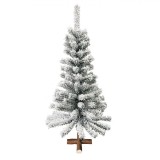Brad Artificial, Inzăpezit, 120 cm, Suport Lemn, Oem