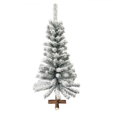 Brad Artificial, Inzăpezit, 120 cm, Suport Lemn