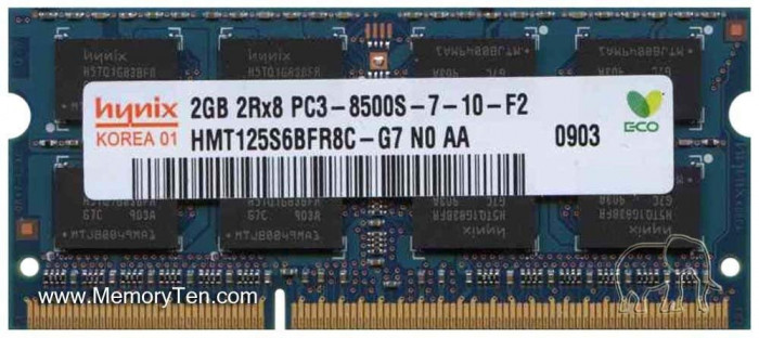 Memorii Laptop Hynix 2GB DDR3 8500S 1066Mhz CL7 HMT125S6BFR8C