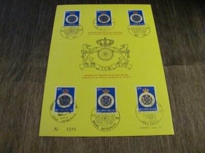 75 Ani Touring Club Royal de Belgique 6 Timbre Obliterate cu Stemă Regală, Ștampile Speciale Colecție Aniversară Belgia 1970 foto