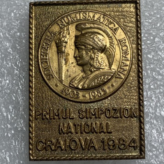 Insigna SNR primul simpozion național Craiova 1984