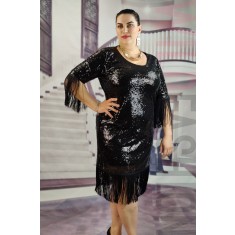 A773-1 Rochie eleganta de seara din paiete cu franjuri
