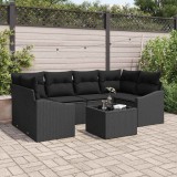 VidaXL Set de canapele pentru grădină 7 pcs Negru 55 x 55 x 37 cm