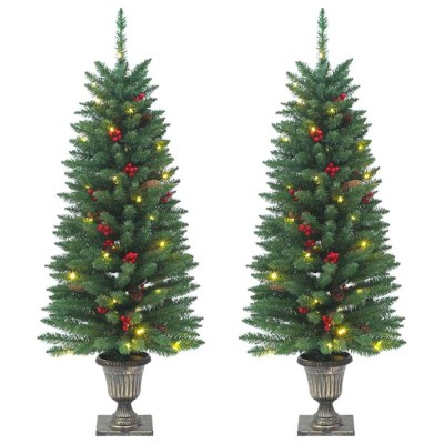 vidaXL Brazi de Crăciun artificiali 2 buc. 100 LED-uri verde 120 cm foto