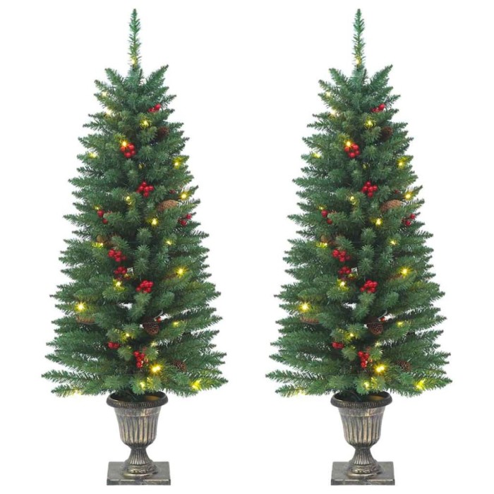 vidaXL Brazi de Crăciun artificiali 2 buc. 100 LED-uri verde 120 cm