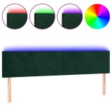 Cumpara ieftin Tablie de pat cu LED, verde inchis, 160x5x78/88 cm, catifea