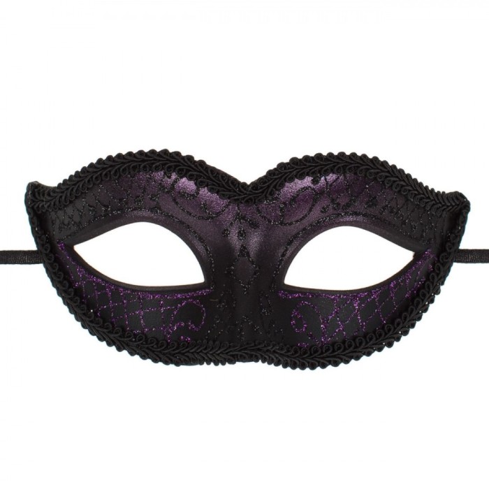 Masca Deghizare Brodata Glitter, Negru Mov