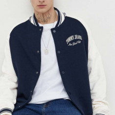 Tommy Jeans hanorac de bumbac bărbați, culoarea bleumarin, cu model DM0DM18400