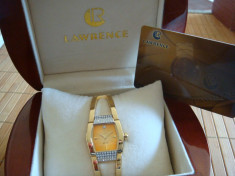 Ceas dama quartz Original Elve?ian, marca LAWRENCE, placat cu aur 23K foto