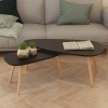 Set 2 Măsuțe Cafea Gossi, Lemn Masiv Pin, Negru, Scandinav, Blat MDF, 100x50x40 cm &amp; 70x34.5x35 cm
