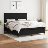 VidaXL Pat box spring cu saltea, negru, 180x200 cm, catifea