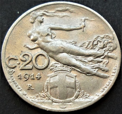 Moneda istorica 20 CENTESIMI - ITALIA, anul 1914 * cod 3777 = excelenta foto