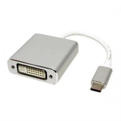CABLU video SPACER, adaptor USB Type-C (T) la DVI-I DL (M), 15cm, rezolutie maxima 4K UHD (3840 x 2160) la 30 Hz, silver, &amp;quot;SP-CM-DVIF-01&amp;quot; (timbru verd foto