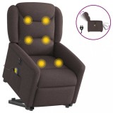VidaXL Fotoliu electric masaj rabatabil cu ridicare maro &icirc;nchis textil
