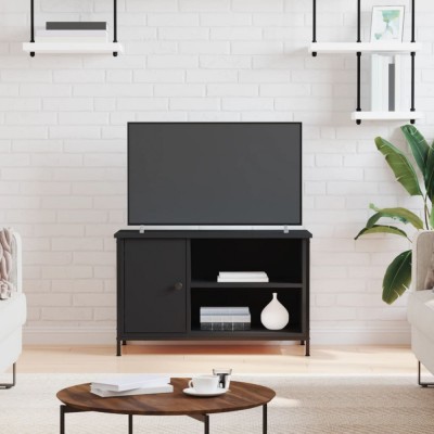 vidaXL Comodă TV, negru, 80x40x50 cm, lemn prelucrat foto