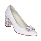 Pantofi dama eleganti din piele naturala box toc 7cm, Alb A41APF
