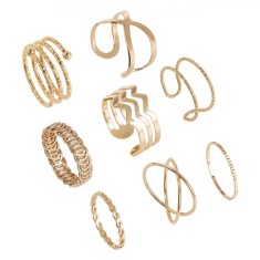 Set Inele Femei, Modele Diverse, Culoare Aurie, 8 Bucăți