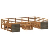 vidaXL Set canapele exterior 10 piese, lemn masiv acacia, natural, terasa gradina