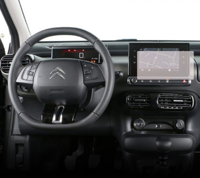 Folie Protectie Navigatie Citroen C4 Cactus 2018-2020, Duragon, protectie Display Navigatie, silicon Transparent, Anti-zgarieturi, kit instalare