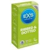 Set 12 prezervative latex EXS cu puncte si nervuri