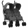 Carucior Dublu Gemeni vidaXL Antracit Otel, Spatar Reglabil, Pliabil, Cos Depozitare, Baldachin Protectie UV, 12 Roti