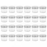 Borcane din sticla pentru gem cu capac argintiu 24 buc. 110 ml