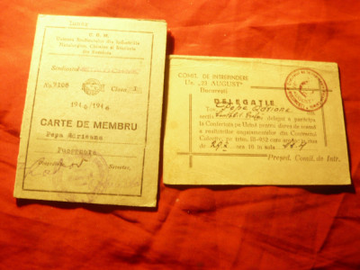 Carnet de Membru CGM - Sindicatul Metalo-Chimic + Delegatie 1952 foto