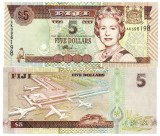 Fiji 5 Dolari 2002 P-105b UNC Bancnota Strană Oceania