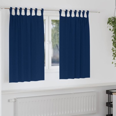 Perdele cu perdele 2 pcs Albastru &amp;icirc;nchis Poliester foto
